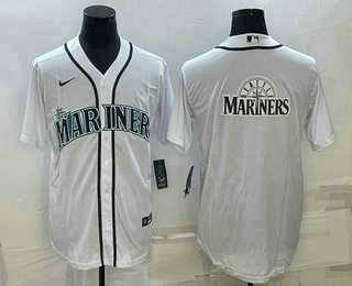 Mens Seattle Mariners Big Logo White Stitched MLB Cool Base Nike Jersey